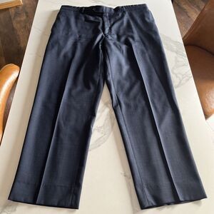 S COHEN Dress Pant Mens 42 (40x30.5) Navy Blue Performa Stretch Flat Front Wool
